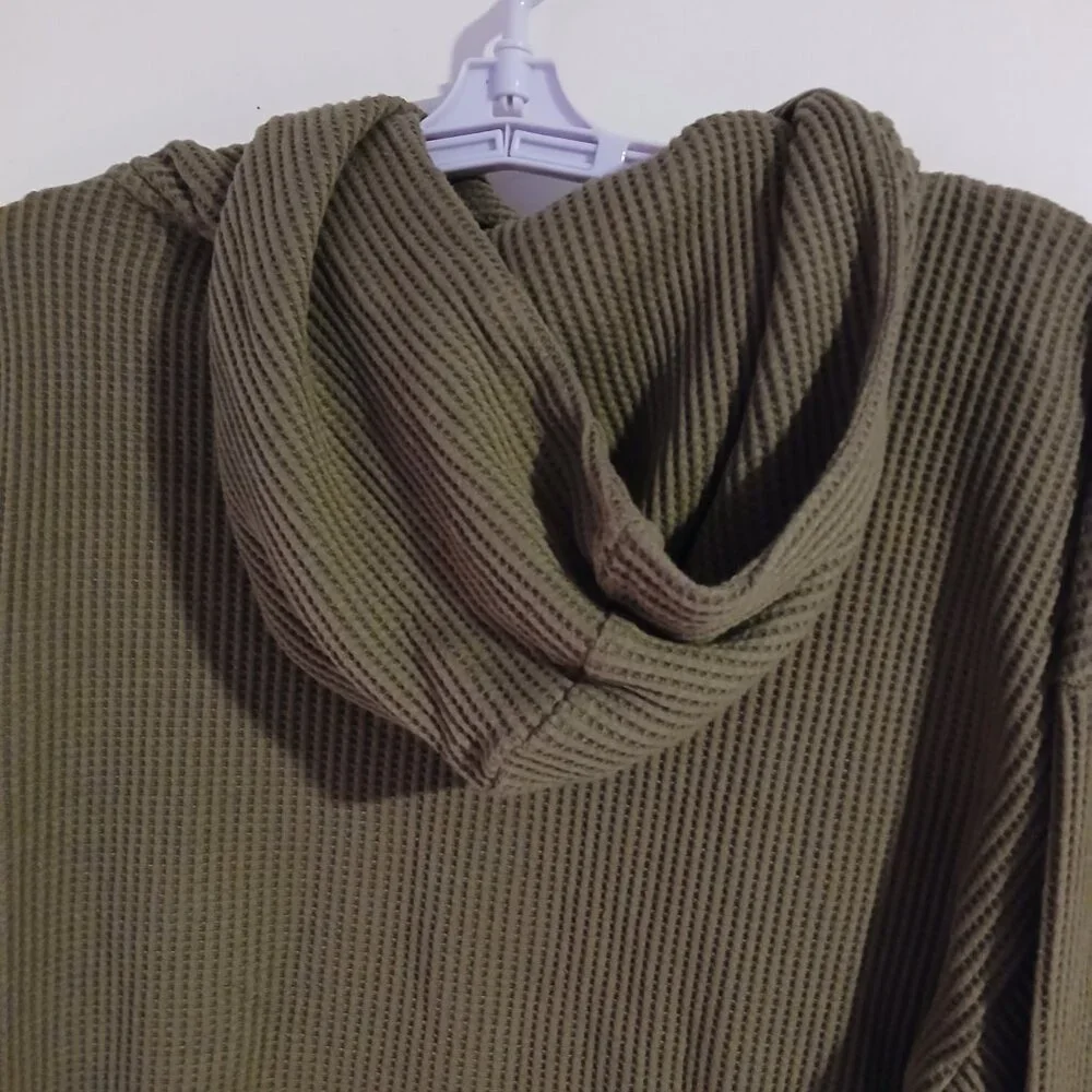 Gap Women's Olive Gteen Waffle  Knit Hoodie GUC
